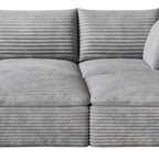 102" Gray Corduroy Modular Sofa With Ottoman And Toss Pillows