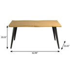 63" Natural And Black Wood And Iron Live Edge Dining Table