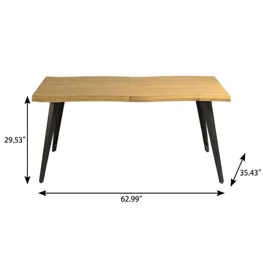 63" Natural And Black Wood And Iron Live Edge Dining Table