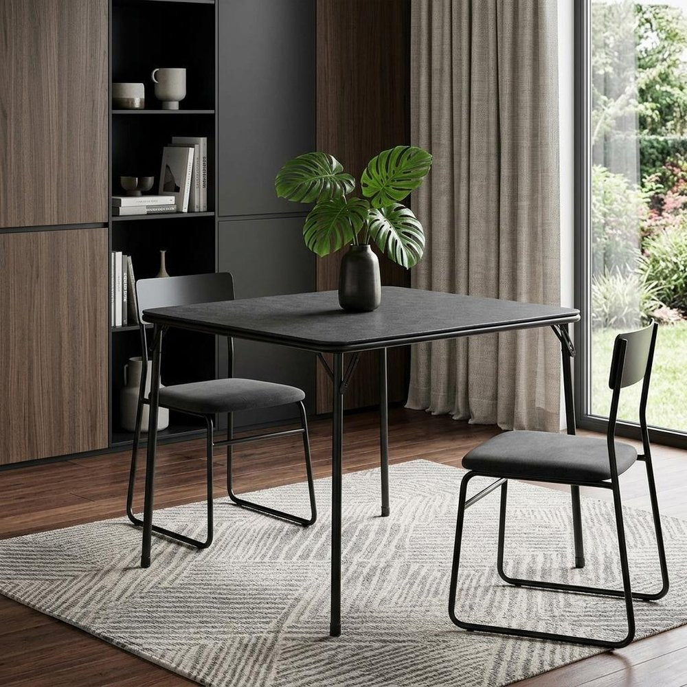 32" Black Wood Heavy Duty Plastic And Iron Square Dining Table