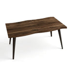 63" Walnut Wood And Iron Dining Table