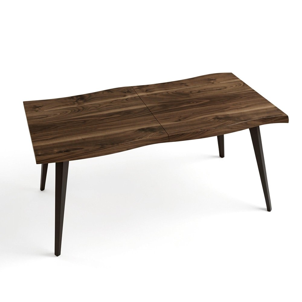 63" Walnut Wood And Iron Dining Table