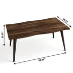 63" Walnut Wood And Iron Dining Table
