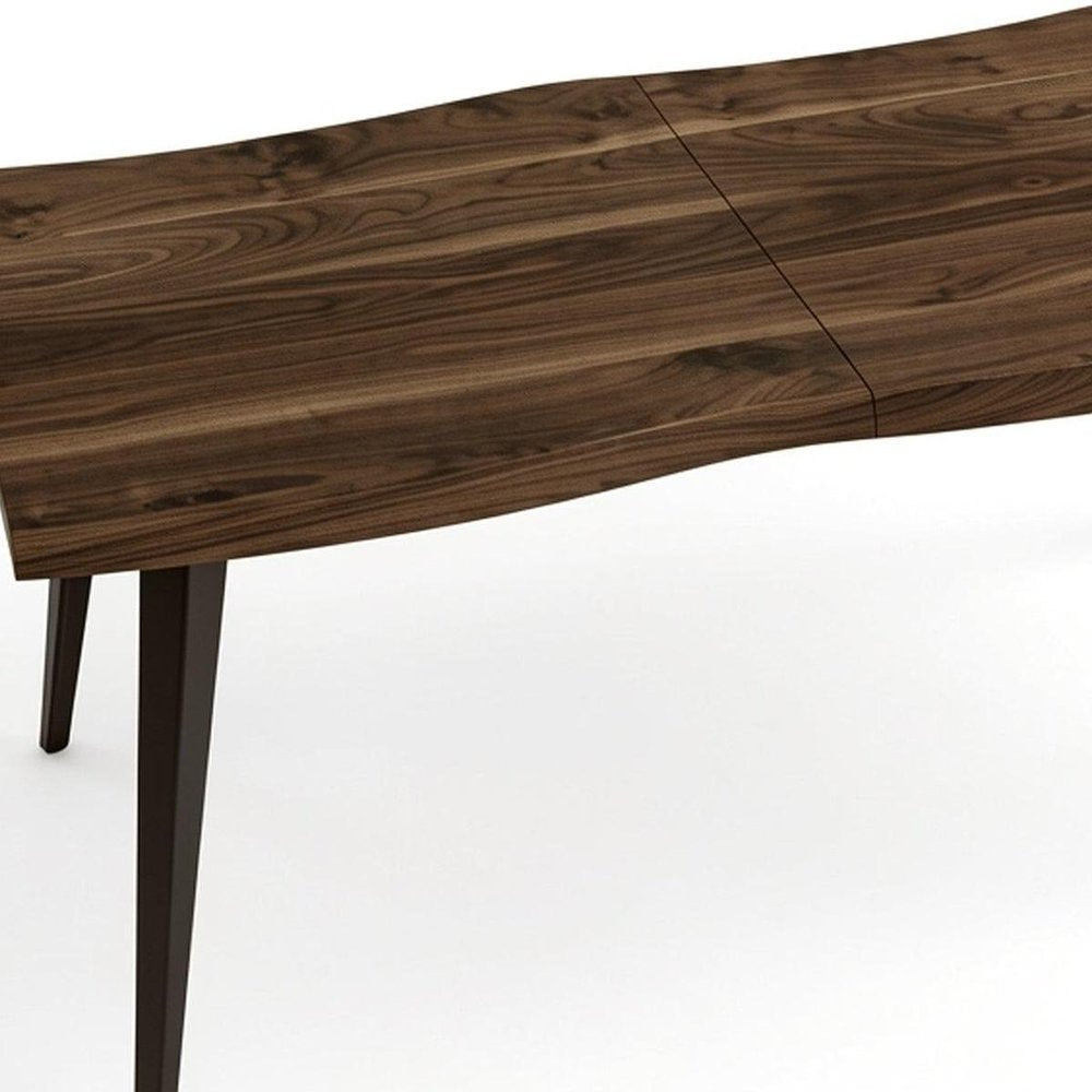 63" Walnut Wood And Iron Dining Table