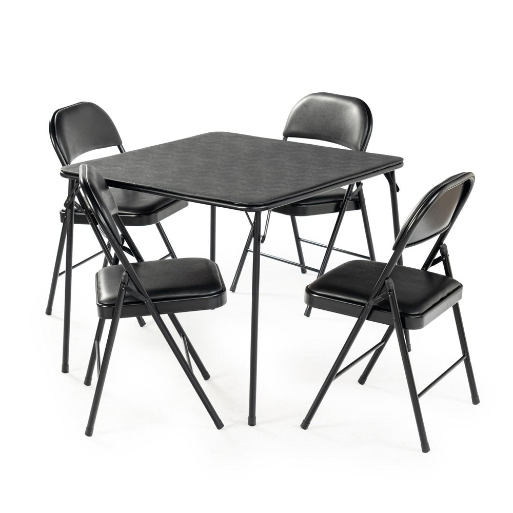 34" Black Wood and Iron Folding Square Card Table