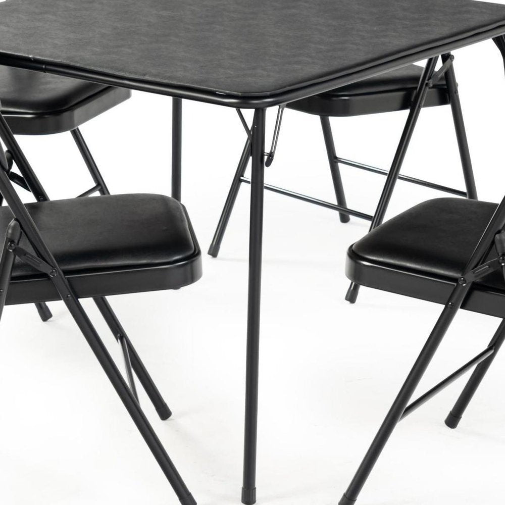 34" Black Wood and Iron Folding Square Card Table