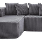 Black Corduroy Modular U Shaped Three Piece Corner Sectional With Console And Toss Pillows