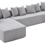 Black Corduroy Modular U Shaped Three Piece Corner Sectional With Console And Toss Pillows