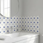 6" x 6" Blue Vinyl Arabesque Peel And Stick Removable Tiles