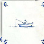 4" x 4" Blue Vinyl Arabesque Peel And Stick Removable Tiles