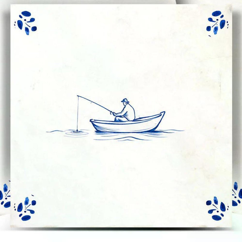 5" x 5" Blue Vinyl Arabesque Peel And Stick Removable Tiles
