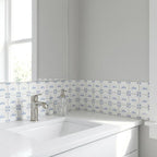 5" x 5" Blue Vinyl Arabesque Peel And Stick Removable Tiles