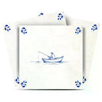 5" x 5" Blue Vinyl Arabesque Peel And Stick Removable Tiles
