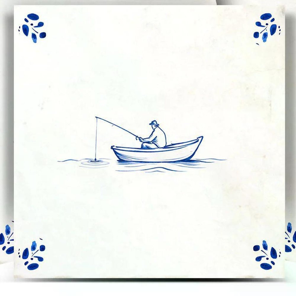7" x 7" Blue Vinyl Arabesque Peel And Stick Removable Tiles