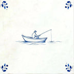 7" x 7" Blue Vinyl Arabesque Peel And Stick Removable Tiles
