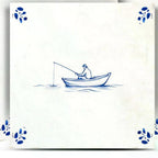 12" x 12" Blue Vinyl Arabesque Peel And Stick Removable Tiles