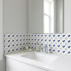 5" x 5" Blue Vinyl Arabesque Peel And Stick Removable Tiles
