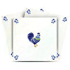 7" x 7" Blue Vinyl Arabesque Peel And Stick Removable Tiles