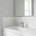 5" x 5" Blue Vinyl Arabesque Peel And Stick Removable Tiles