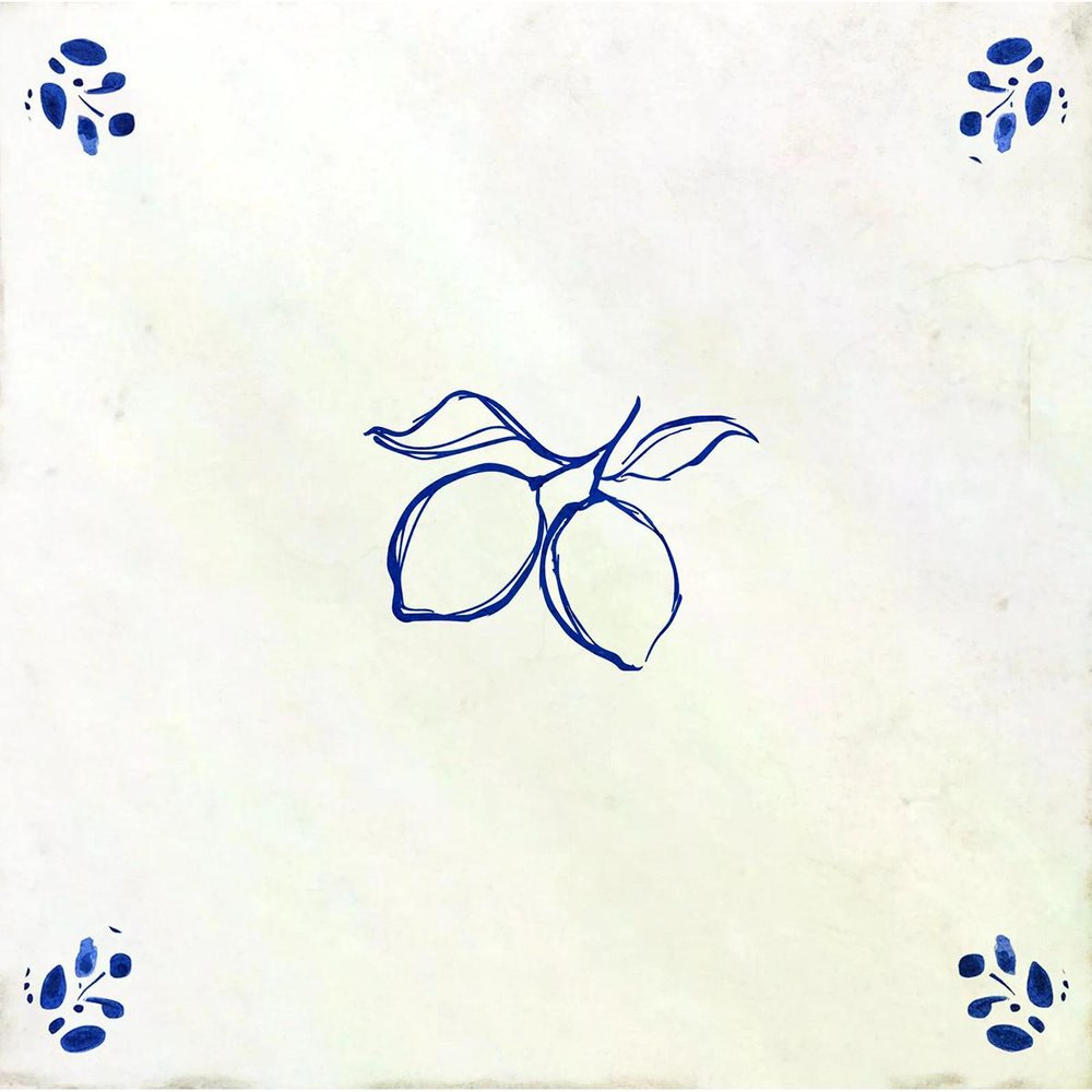 6" x 6" Blue Vinyl Arabesque Peel And Stick Removable Tiles
