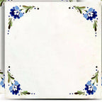 7" x 7" Blue Vinyl Arabesque Peel And Stick Removable Tiles