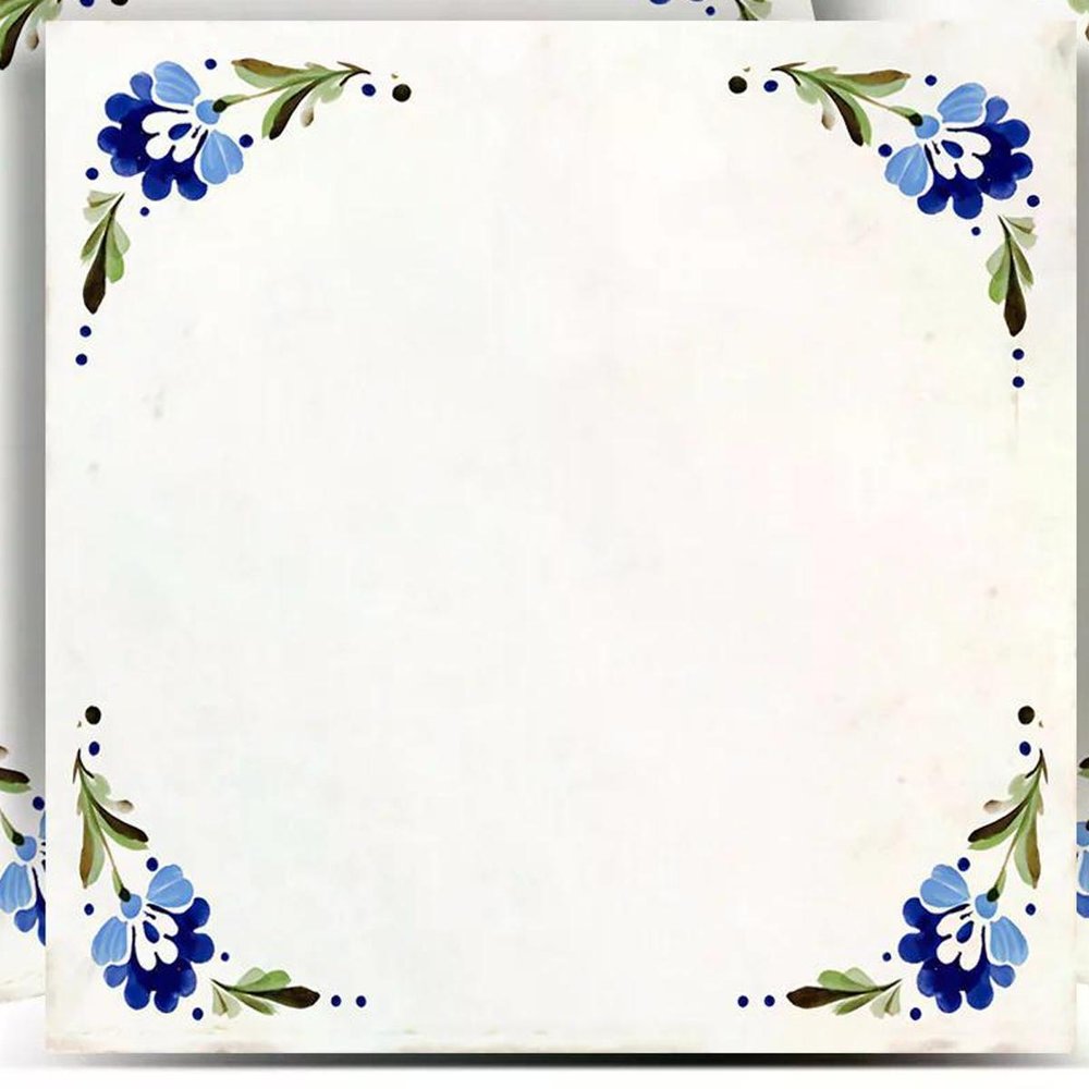 12" x 12" Blue Vinyl Arabesque Peel And Stick Removable Tiles