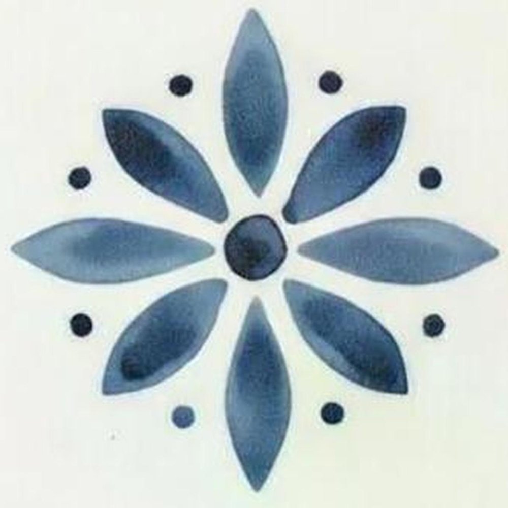 4" x 4" Blue Vinyl Arabesque Peel And Stick Removable Tiles