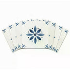 4" x 4" Blue Vinyl Arabesque Peel And Stick Removable Tiles