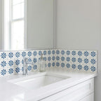 5" x 5" Blue Vinyl Arabesque Peel And Stick Removable Tiles