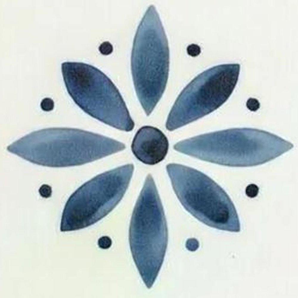 6" x 6" Blue Vinyl Arabesque Peel And Stick Removable Tiles