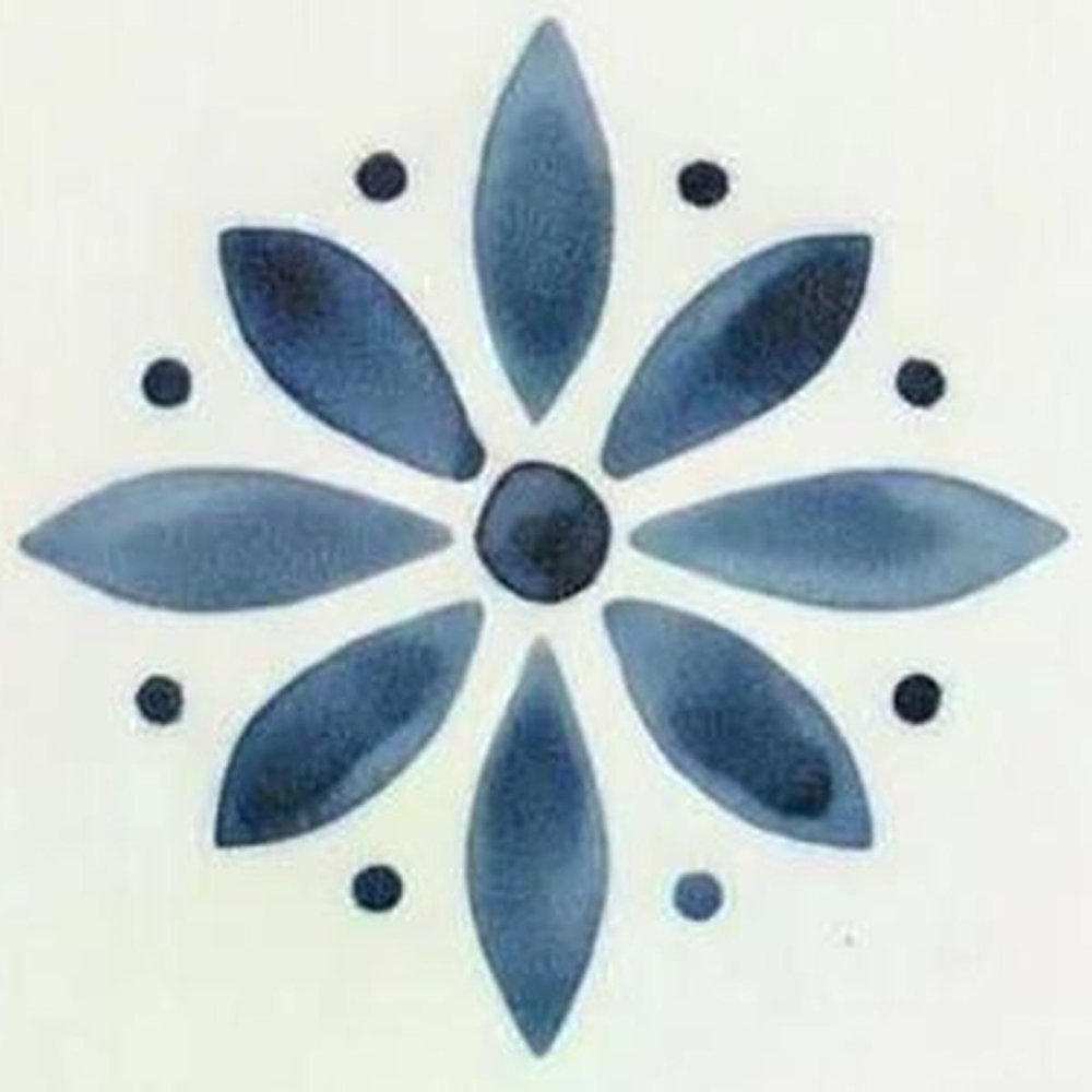 7" x 7" Blue Vinyl Arabesque Peel And Stick Removable Tiles