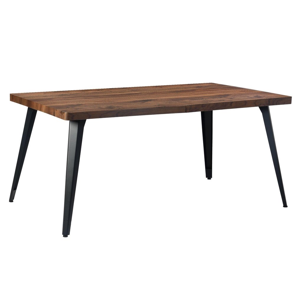 63" Walnut And Black Wood And Iron Dining Table