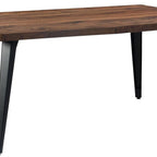 63" Walnut And Black Wood And Iron Dining Table