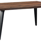 63" Walnut And Black Wood And Iron Dining Table