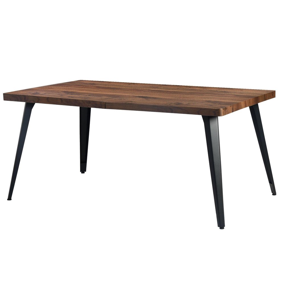63" Natural And Black Wood And Iron Dining Table