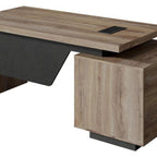 71" Walnut Wood Pedestal Executive Desk With Two Drawers