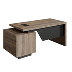 71" Walnut Wood Pedestal Executive Desk With Two Drawers