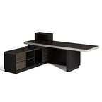 79" Black Wood Pedestal Executive Desk With And Two Drawers Built in Lighting
