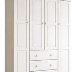 72" White Solid Wood Four Door Three Drawer Combo Dresser