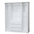 72" White Solid Wood Four Door Three Drawer Combo Dresser