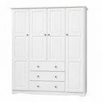 72" White Solid Wood Four Door Three Drawer Combo Dresser