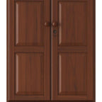 72" Coffee Solid Wood Two Door Single Drawer Combo Dresser