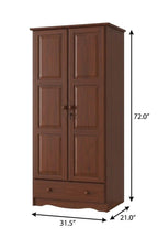 72" Coffee Solid Wood Two Door Single Drawer Combo Dresser