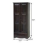 72" Coffee Solid Wood Two Door Single Drawer Combo Dresser