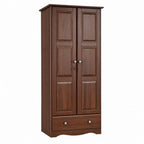 72" Coffee Solid Wood Two Door Single Drawer Combo Dresser