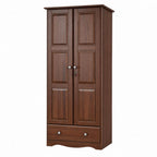 72" Coffee Solid Wood Two Door Single Drawer Combo Dresser
