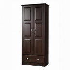 72" Coffee Solid Wood Two Door Single Drawer Combo Dresser