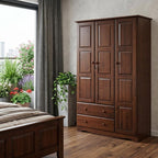 72" Coffee Solid Wood Three Door Two Drawer Combo Dresser
