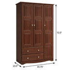 72" Coffee Solid Wood Three Door Two Drawer Combo Dresser