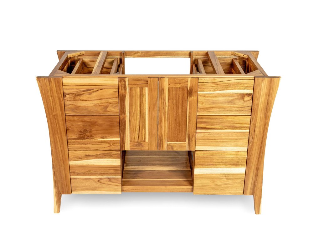 48" Light Brown Solid Wood Freestanding Double Door Bathroom Vanity And Six Drawers